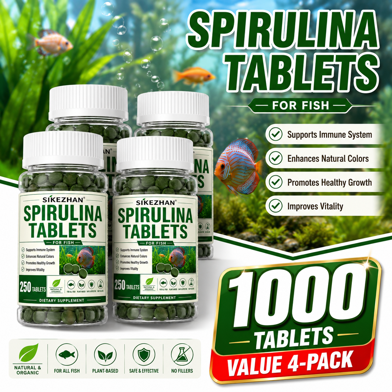 1000pcs High Purity Spirulina  - Spirulina Tablet Organic incelemesi ve fiyatı