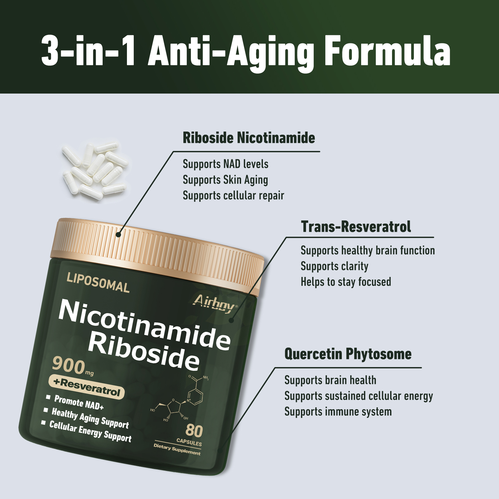 NAD+Supplement - Liposomal Nic - Resveratrol Capsule Anti Aging incelemesi ve fiyatı